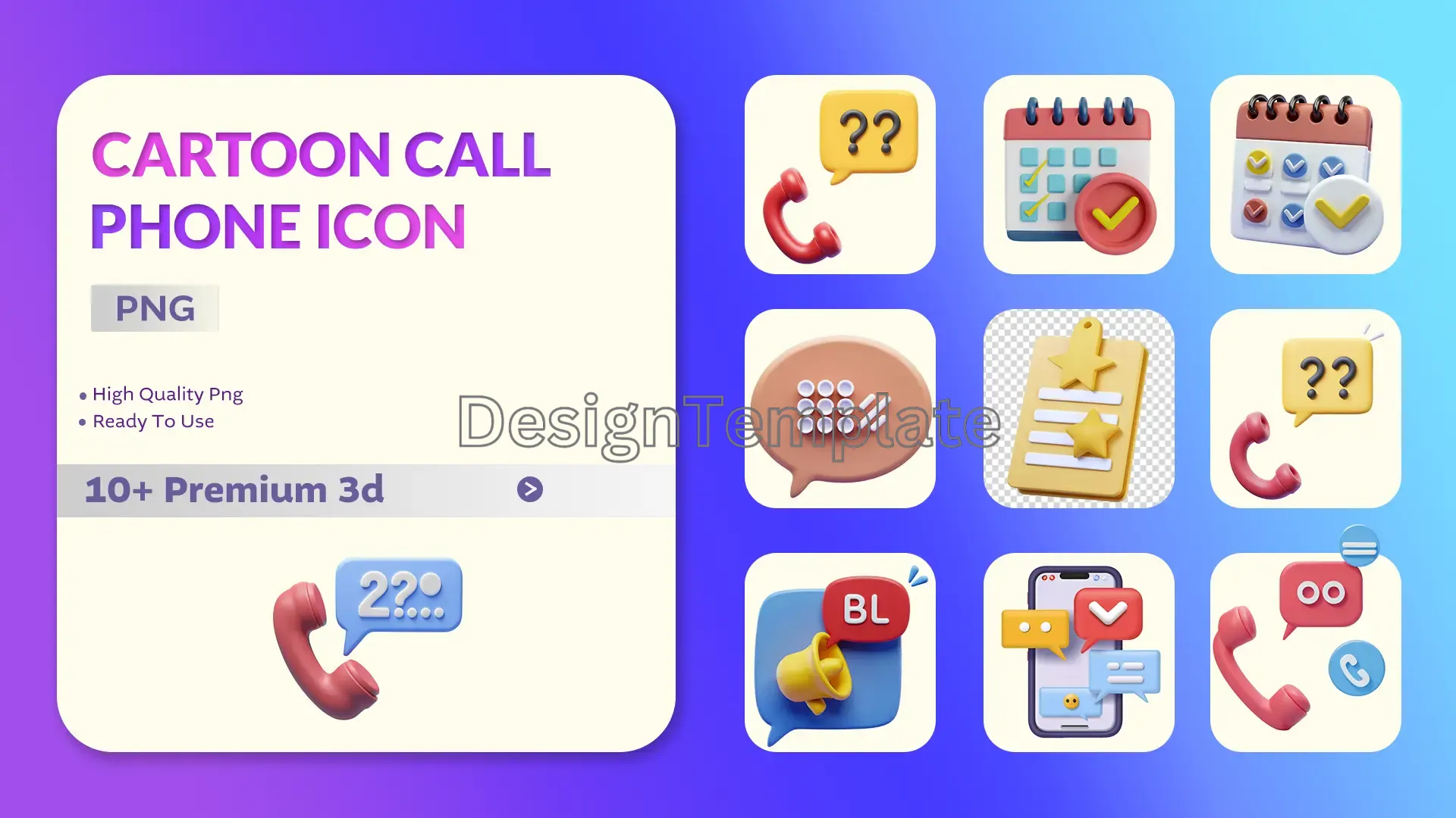 Connect in Style Cartoon Call Phone Icon 3D Pack image